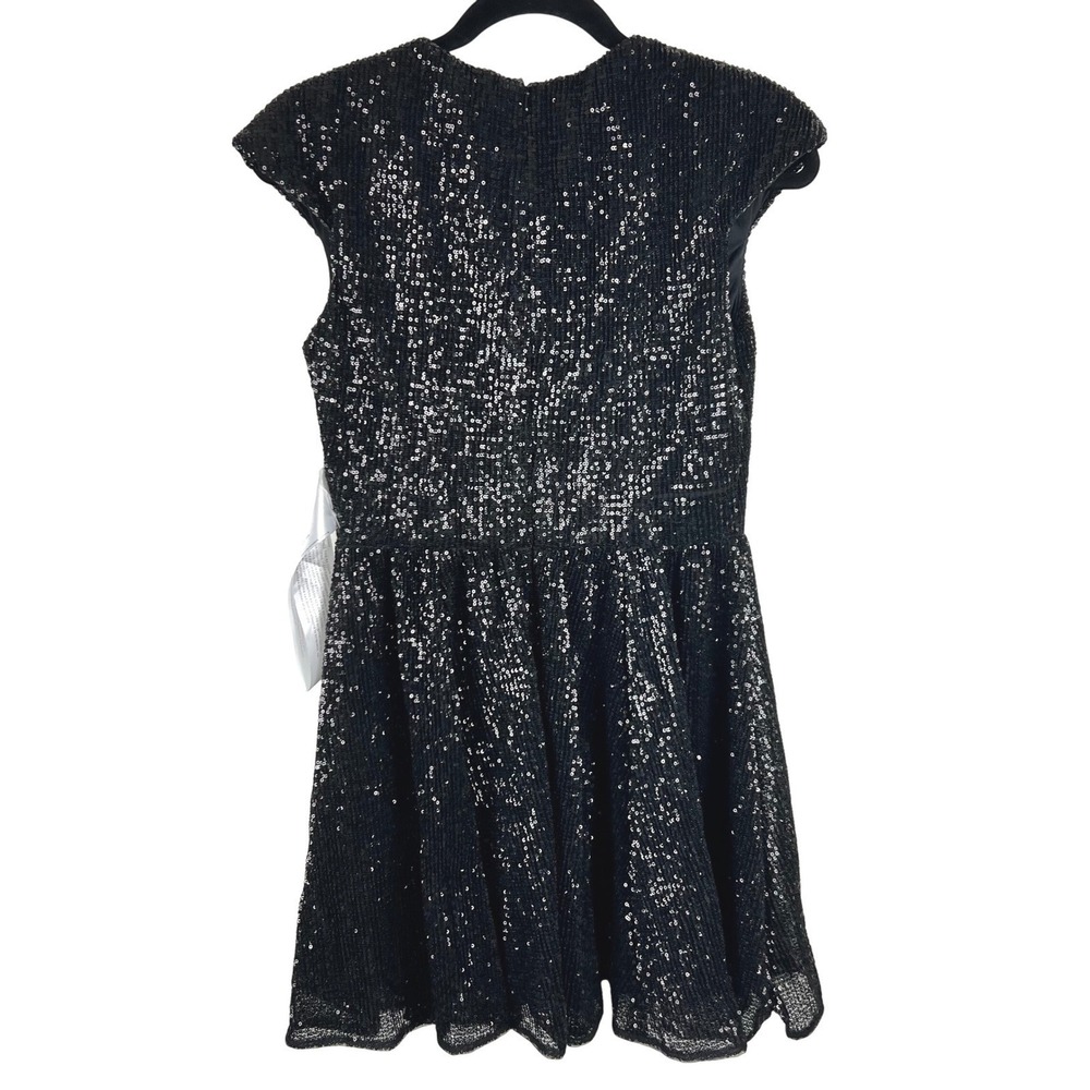 Ieena for Mac Duggal Sequin Mini Dress Deep V Black 26306 Size 2 - Picture 3 of 16